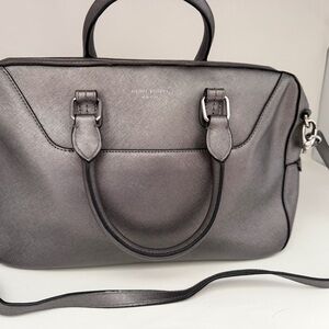 Henri Bendel Metallic Silver Satchel Silver Hardware Zip Closure Double Handles